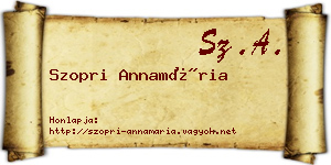 Szopri Annamária névjegykártya